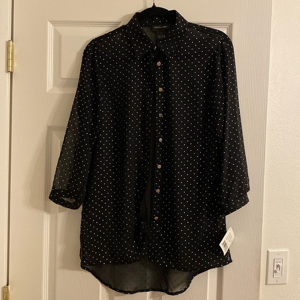 Focus 2000 Sheer Black Blouse New with tags size small